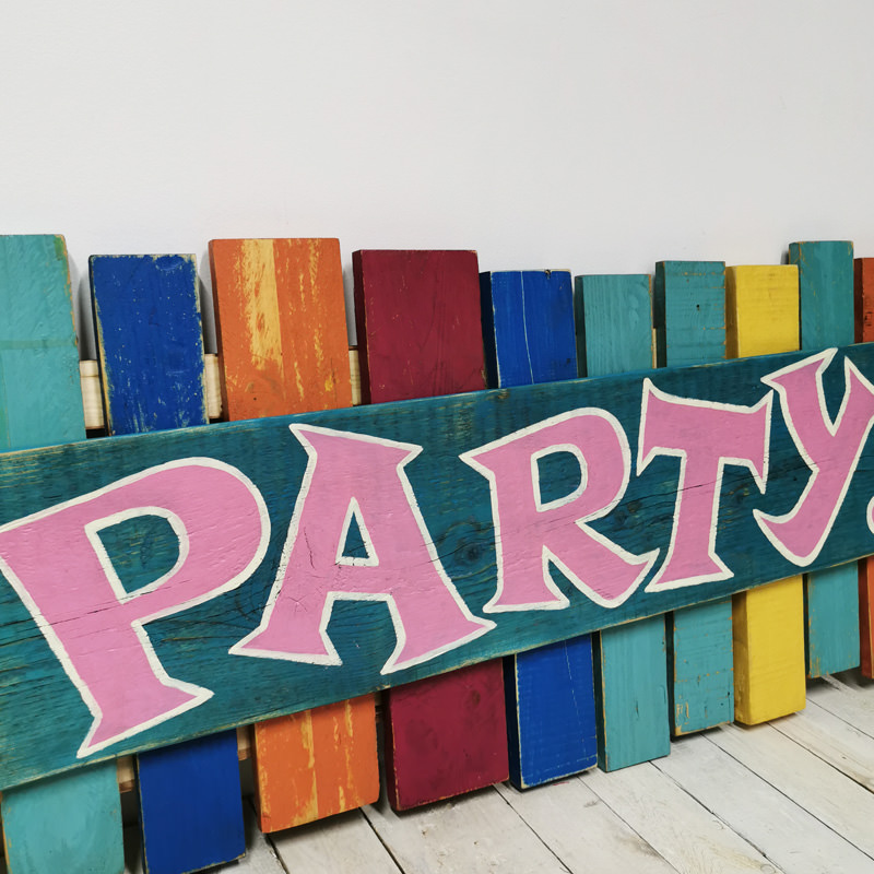 Colourful Pallet Party Sign 2
